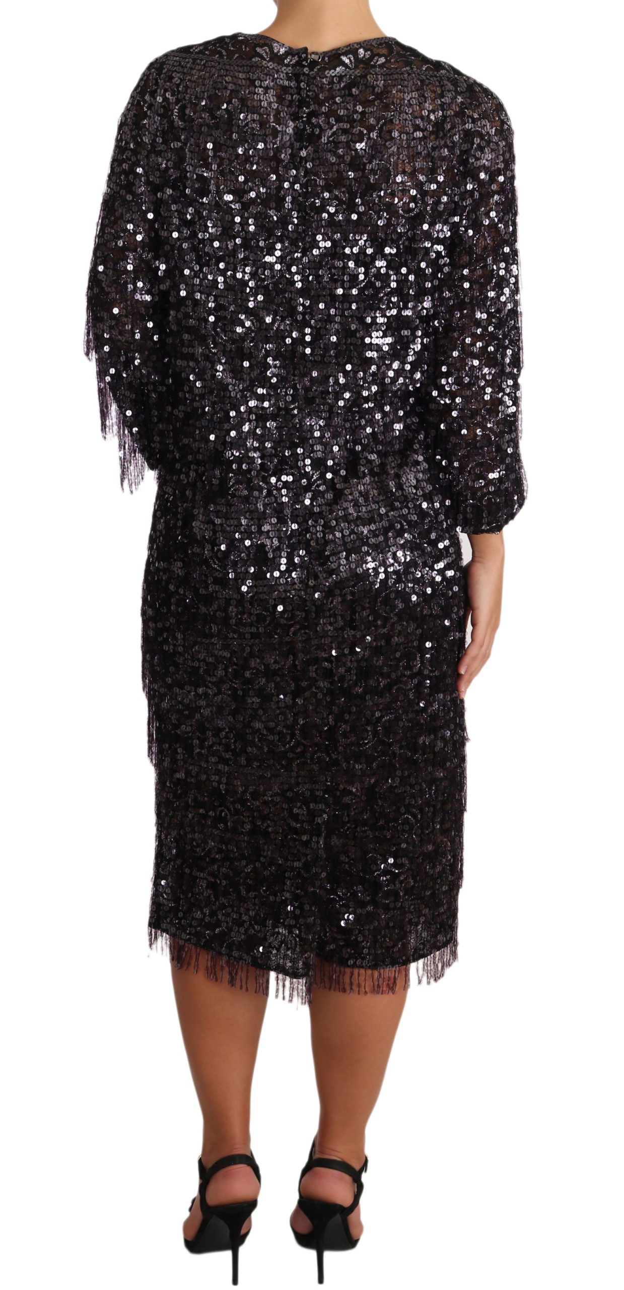 Sequined Shift Midi Dress – Timeless Elegance