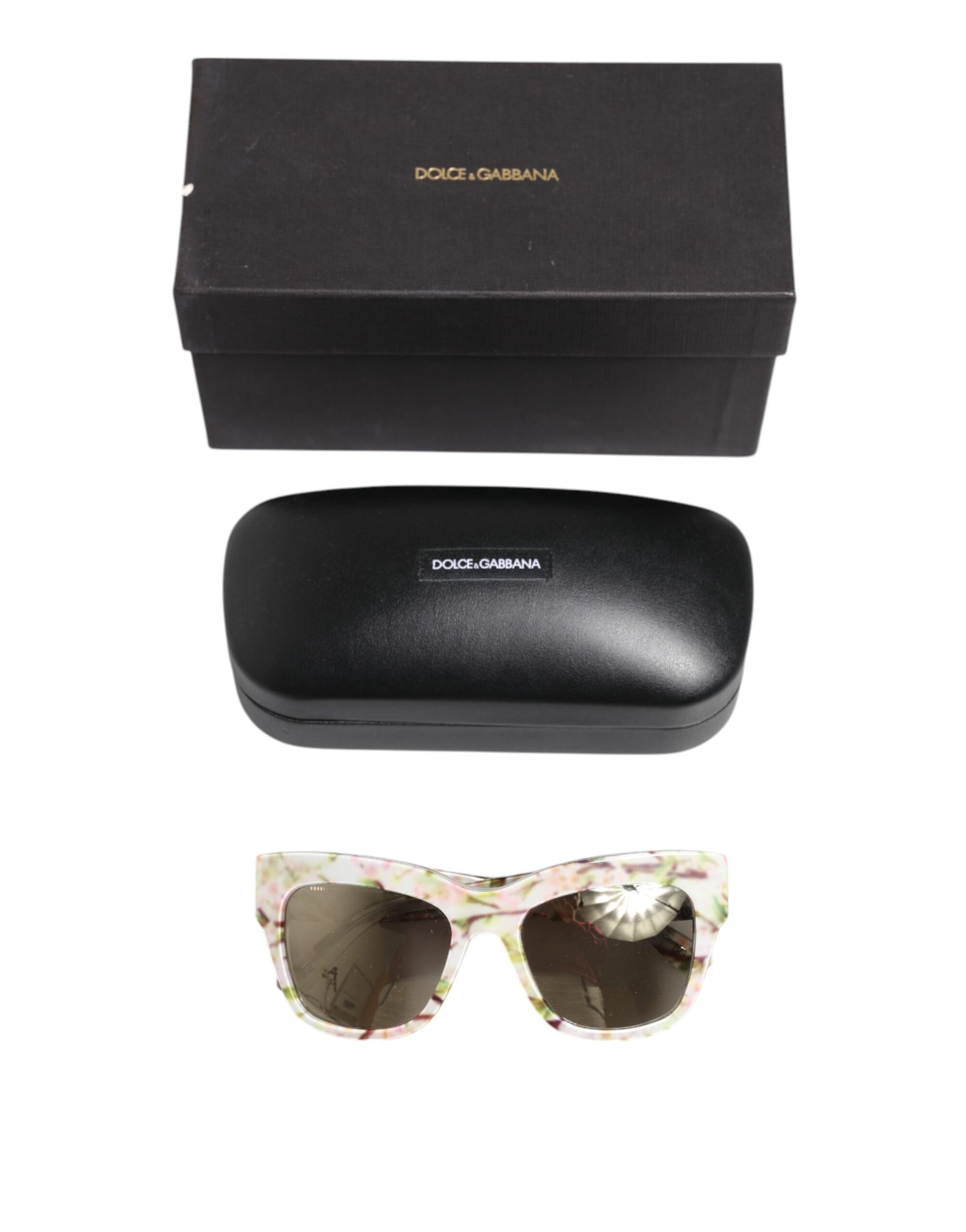 White DG4231F Floral Acetate Rectangle Shades Sunglasses