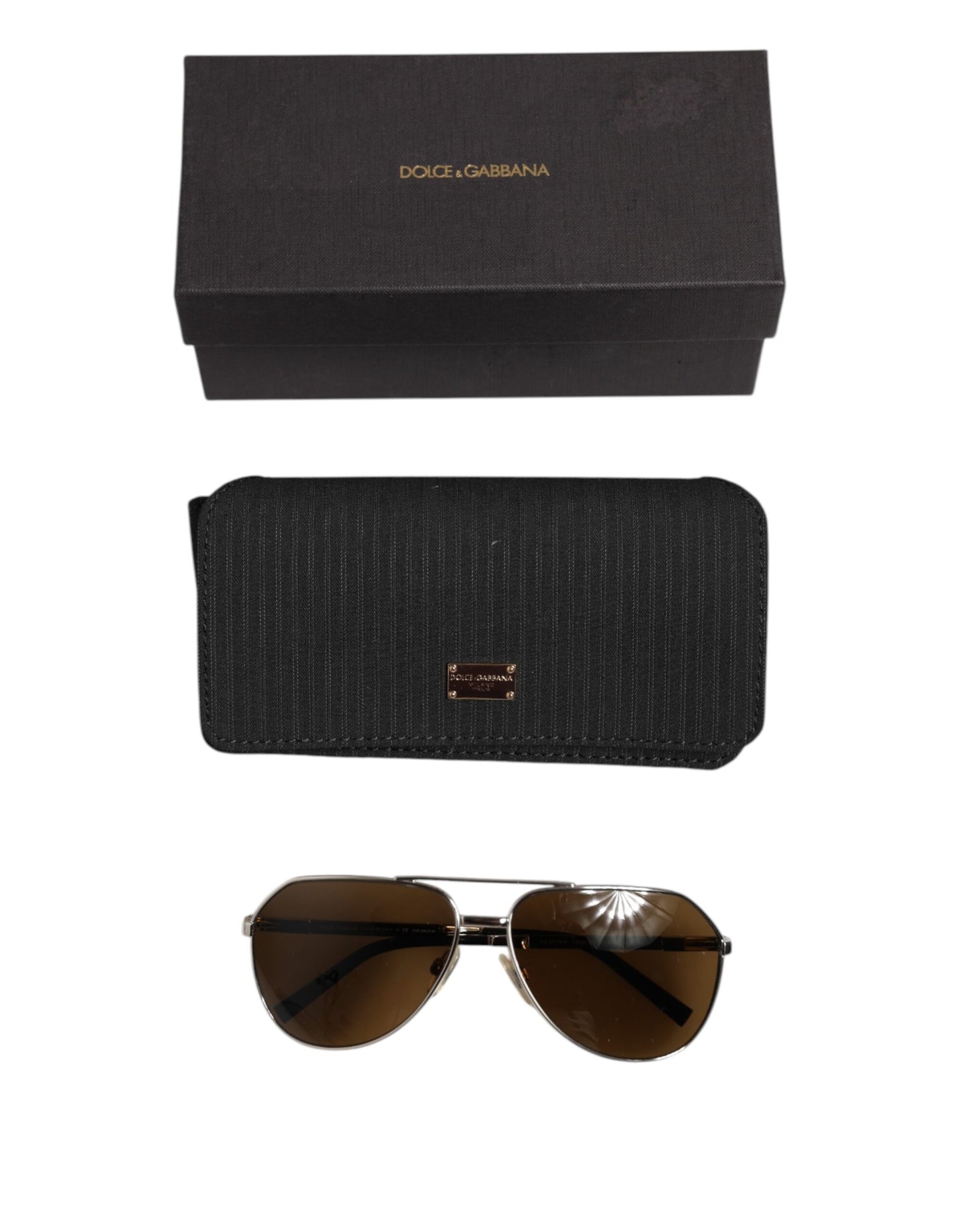 DG2073 Silver Steel Classic Pilot Brown Lens Sunglasses