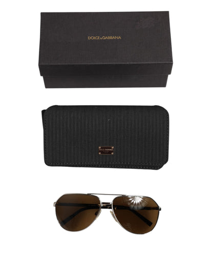 DG2073 Silver Steel Classic Pilot Brown Lens Sunglasses