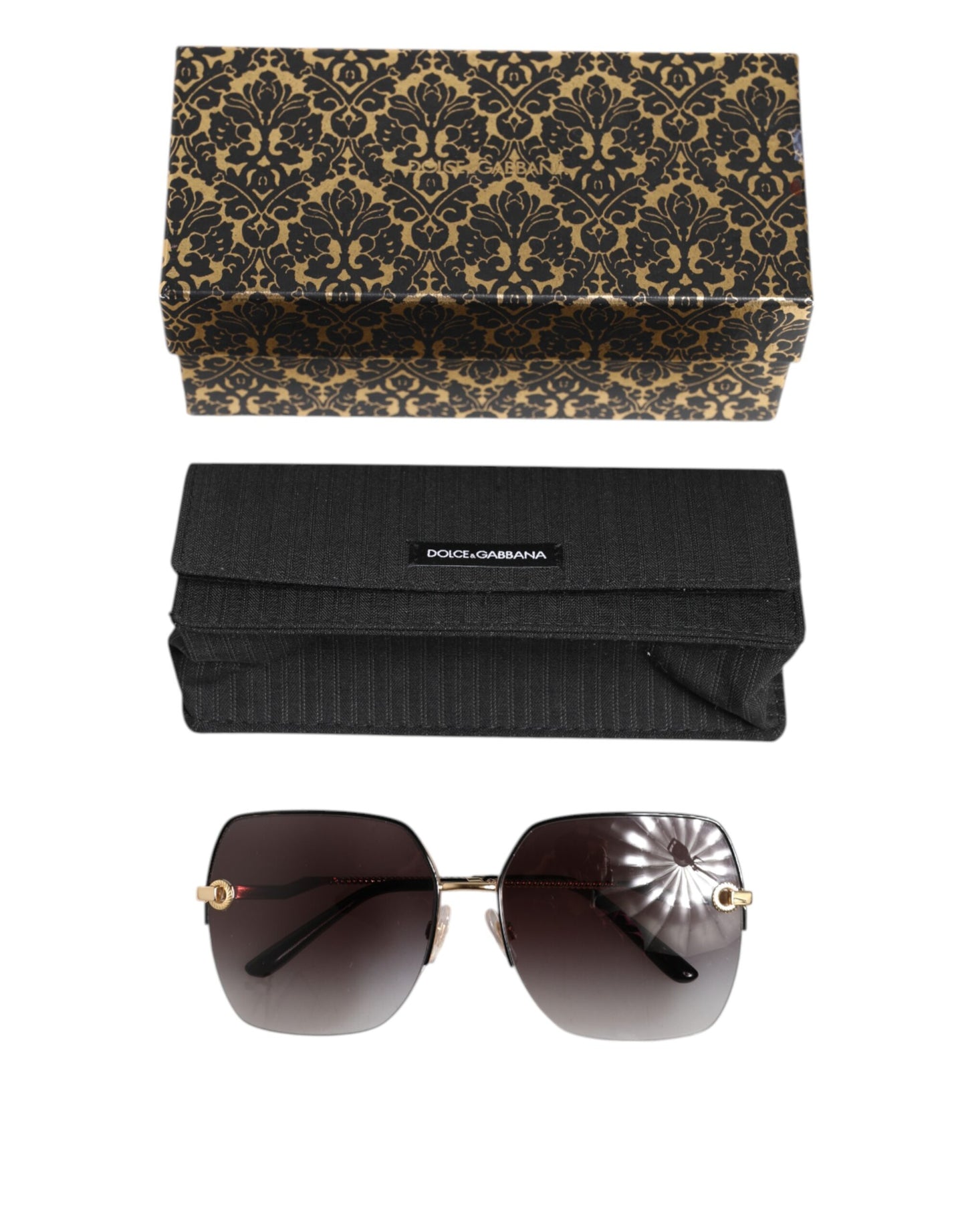 DG2267 Black Gold Metal Full Rim Square Sunglasses