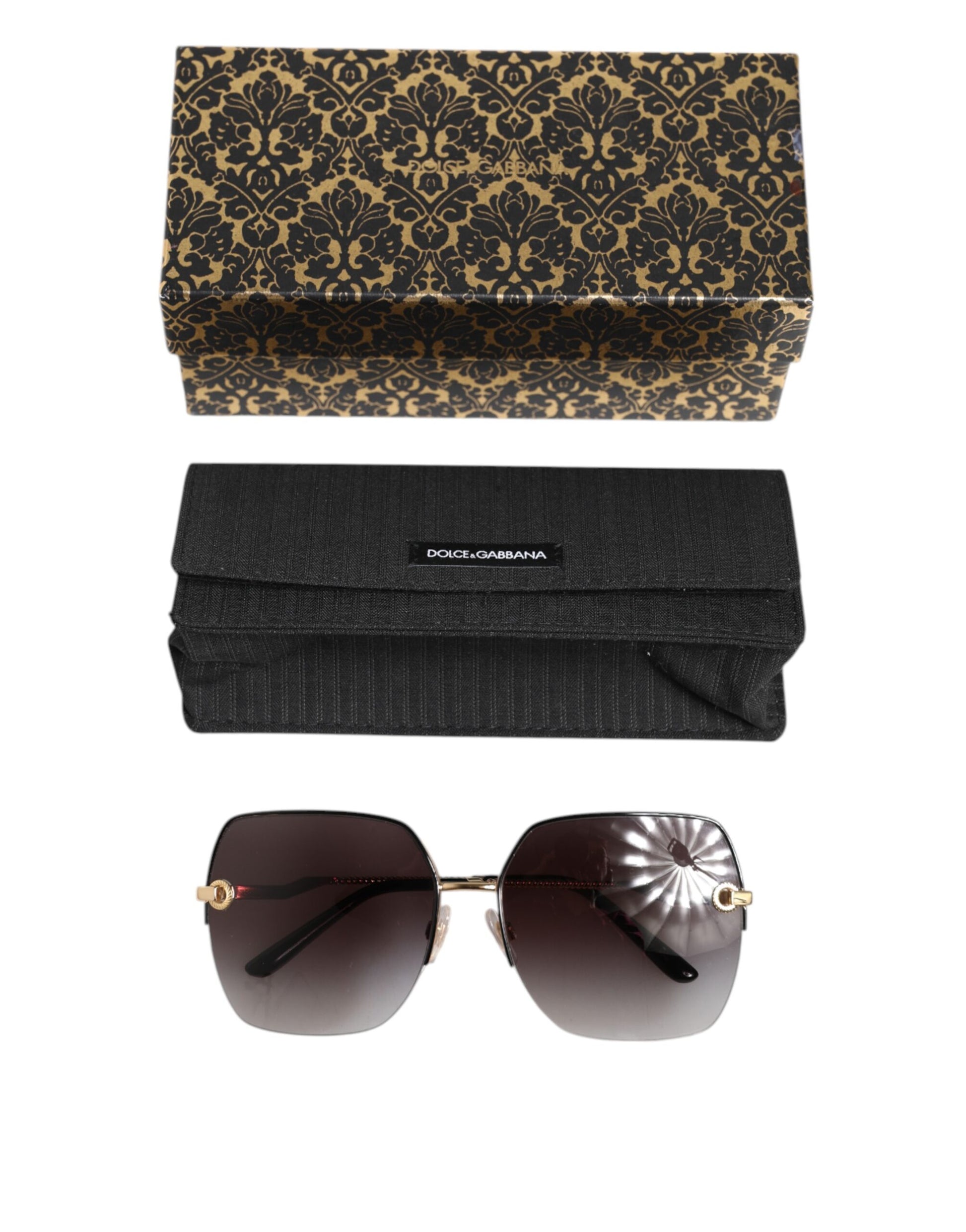 DG2267 Black Gold Metal Full Rim Square Sunglasses