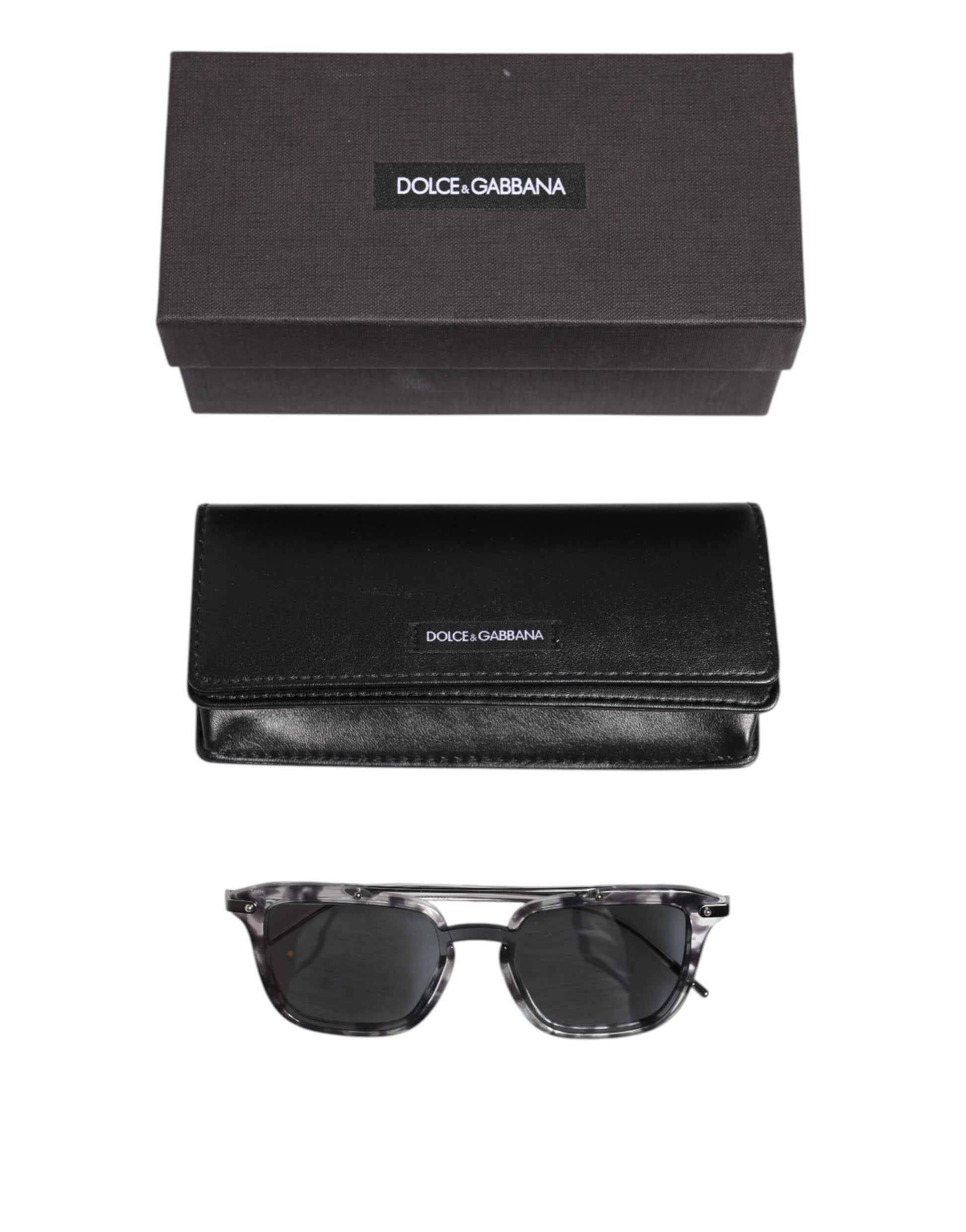 Gray Havana Acetate Square DG4327 Eyewear Sunglasses