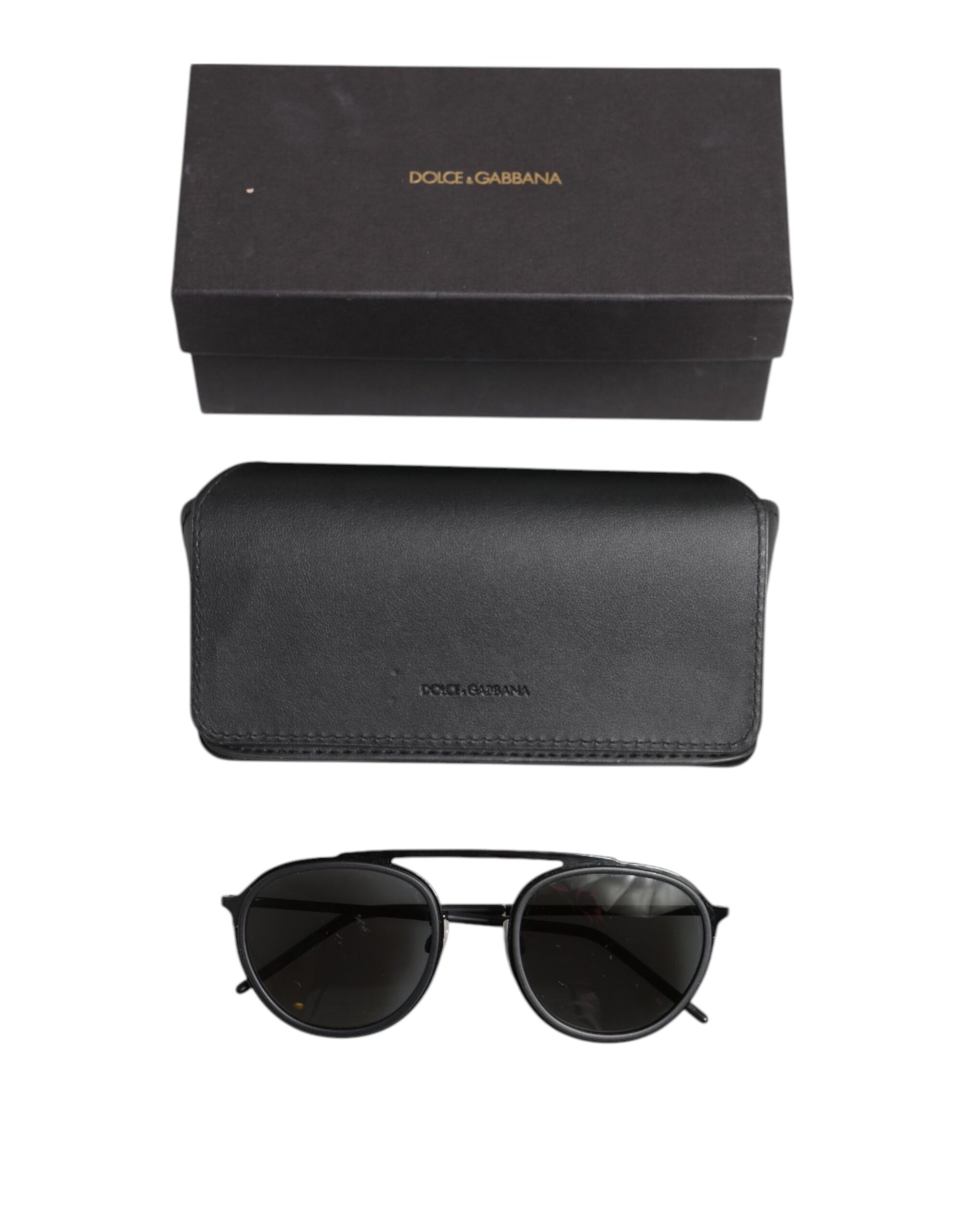 Black Metal Frame Round DG2276 Eyewear Shades Sunglasses