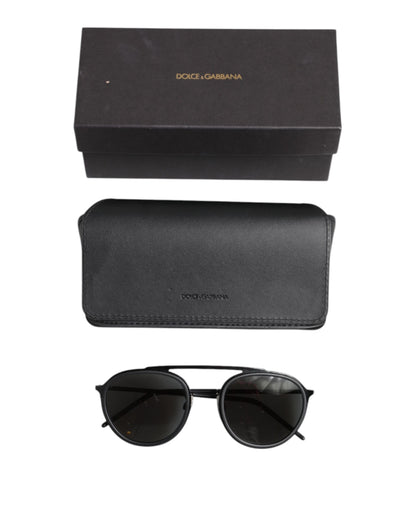 Black Metal Frame Round DG2276 Eyewear Shades Sunglasses