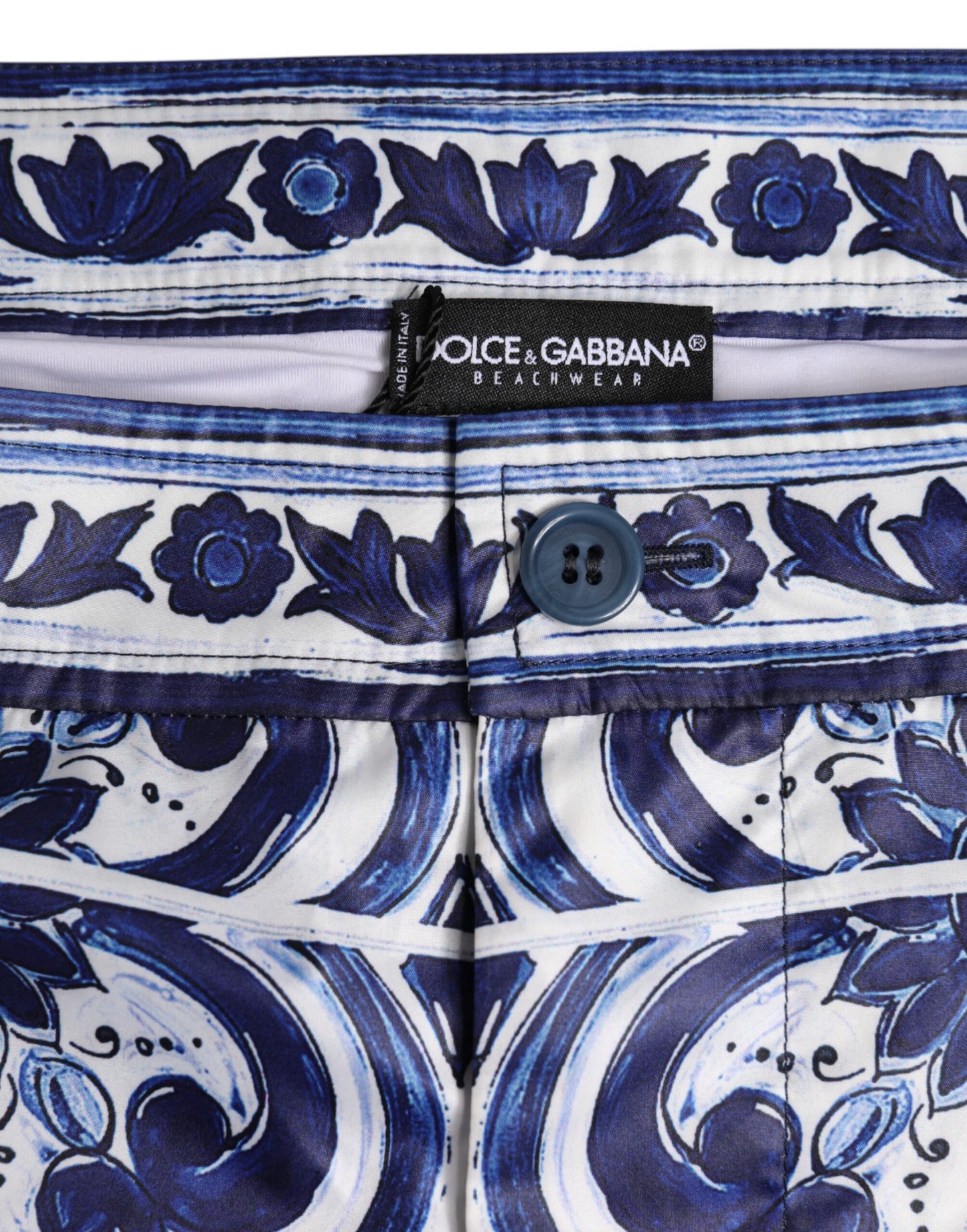 Blue White Majolica Print Swim Shorts Swimwear