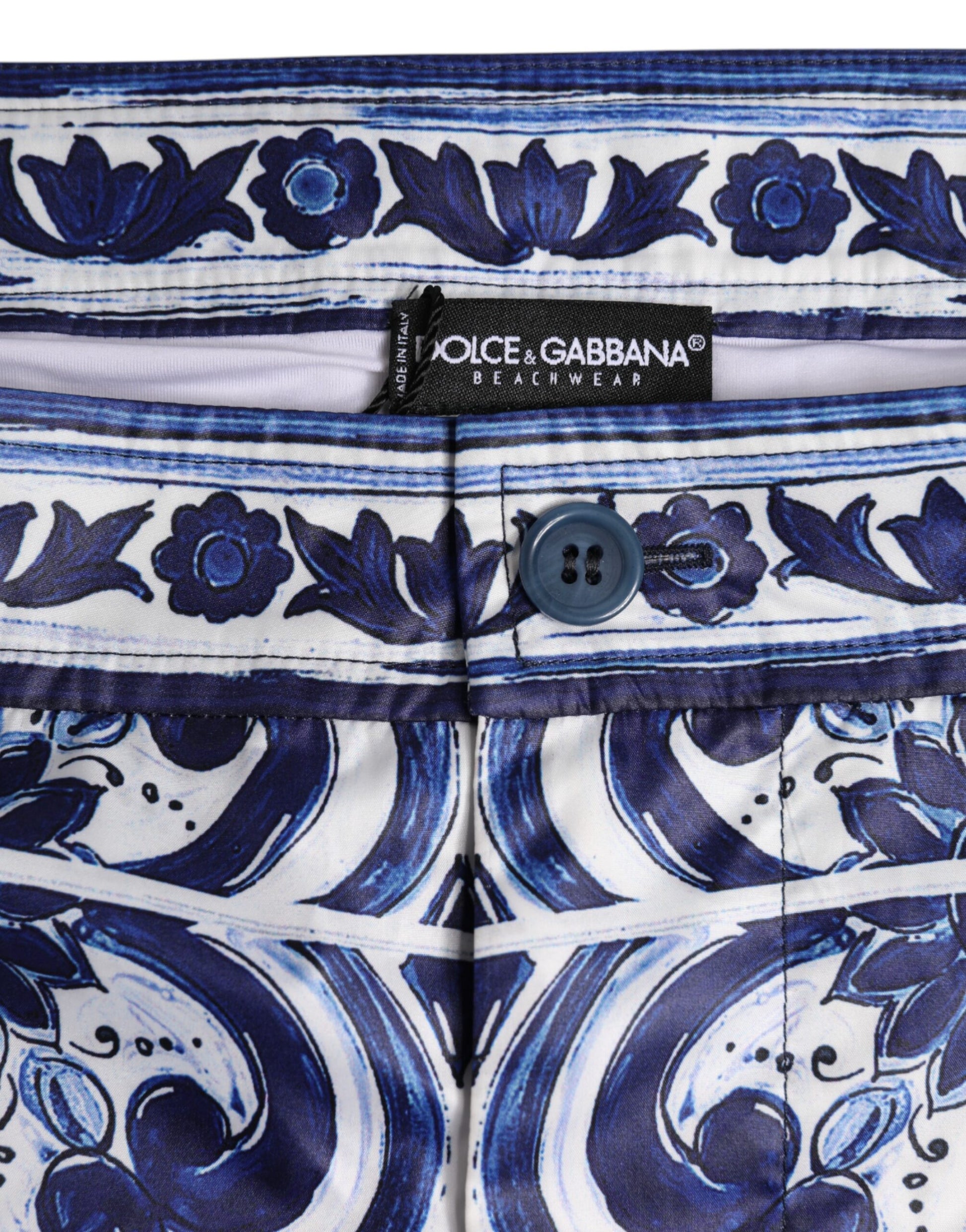 Blue White Majolica Print Swim Shorts Swimwear
