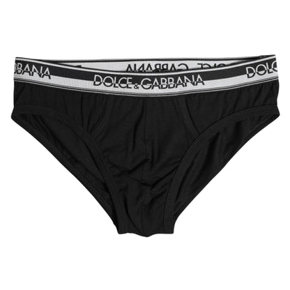 Black Cotton Stretch Regular Brief Underwear