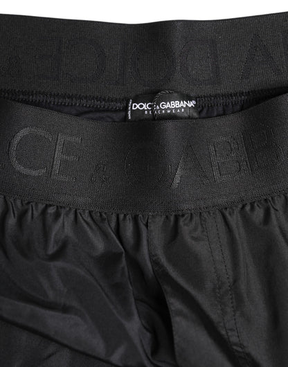 Black Logo Print Beachwear Men Shorts Swimwear