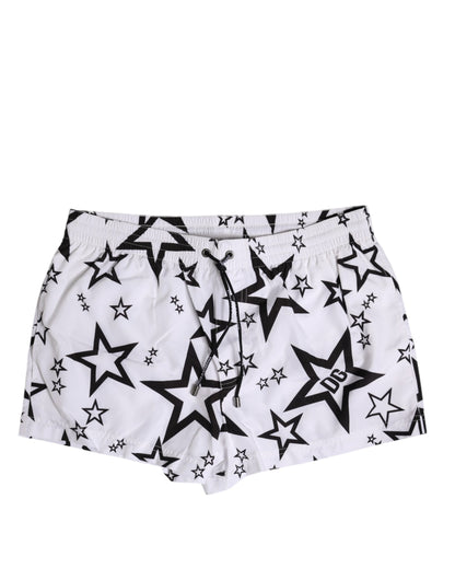 White Star Print Beachwear Men Shorts Swimwear