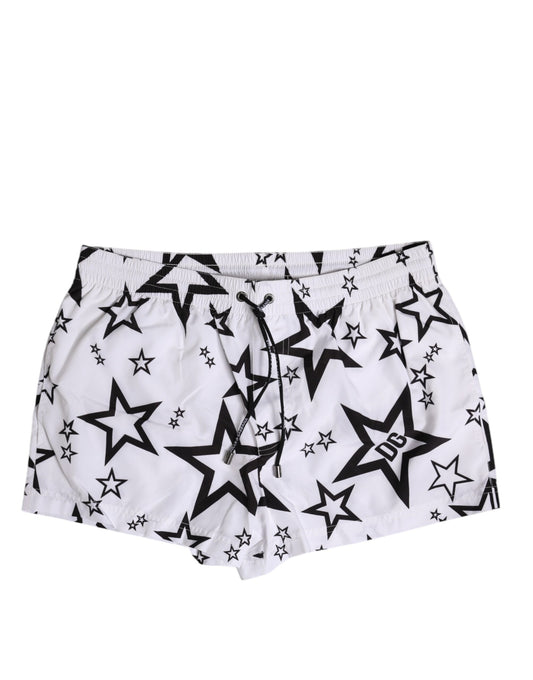 White Star Print Beachwear Men Shorts Swimwear