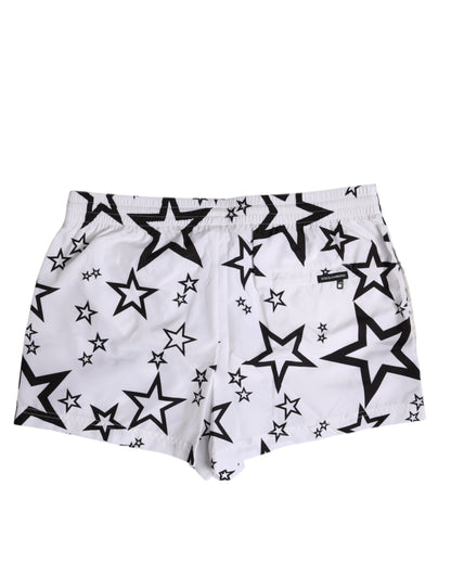 White Star Print Beachwear Men Shorts Swimwear