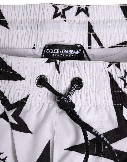 White Star Print Beachwear Men Shorts Swimwear