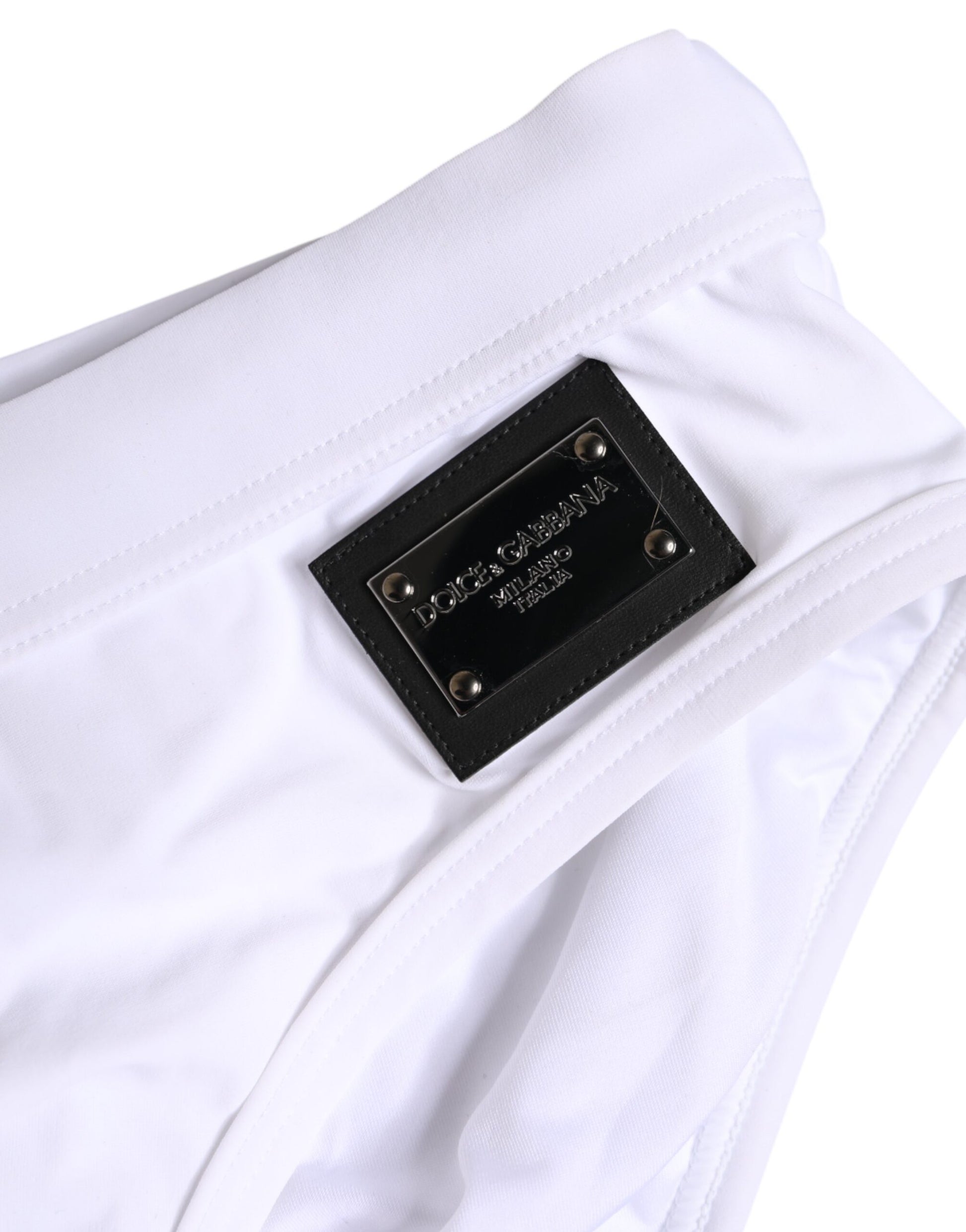 White Logo Drawstring Beachwear Brief Swimwear