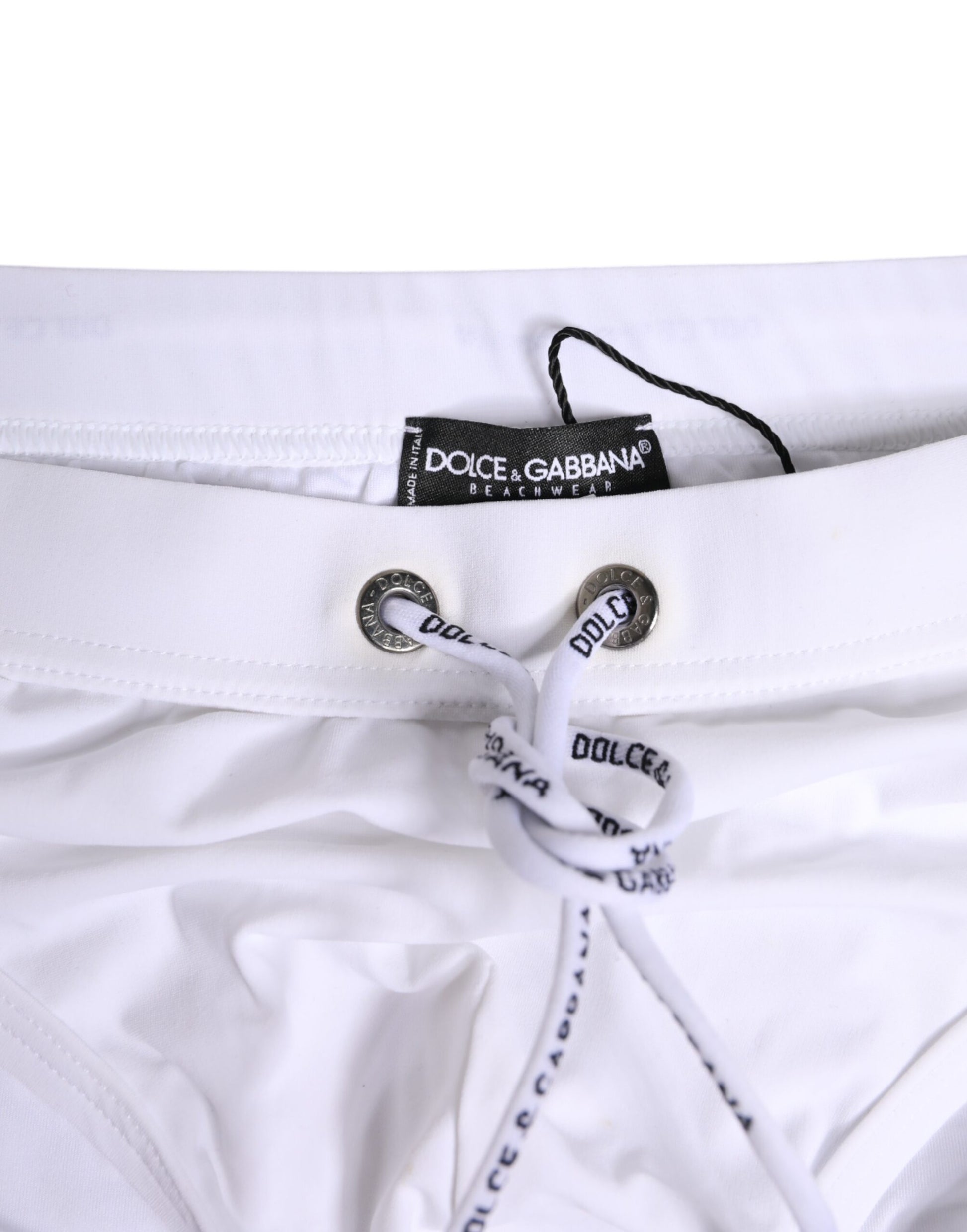 White Logo Drawstring Beachwear Brief Swimwear