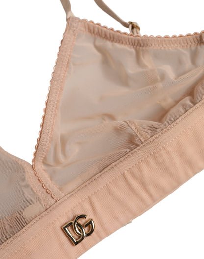 Powder Pink Nylon DG Logo Non Wire Bra Underwear