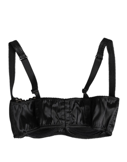 Black Silk Underwired Balconette Bra Underwear