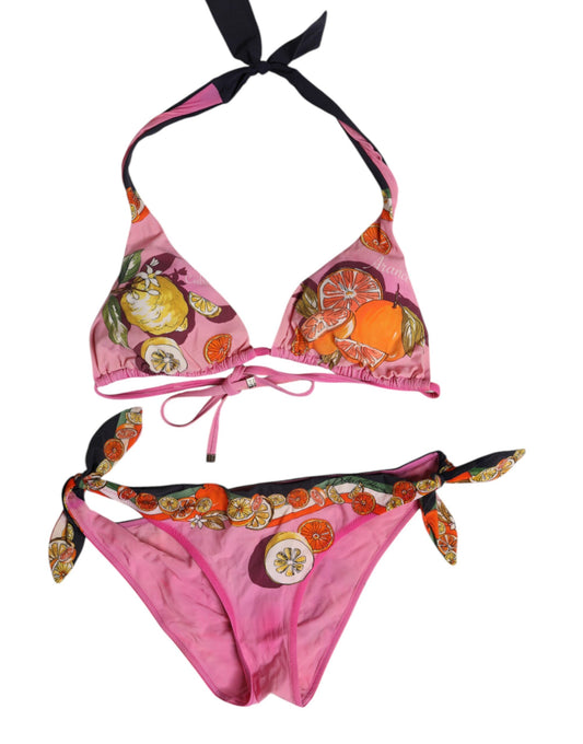 Pink Printed Swimsuit 2 Piece Top Bottom Swimwear