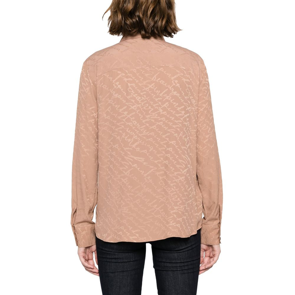 Beige Silk Women Shirt
