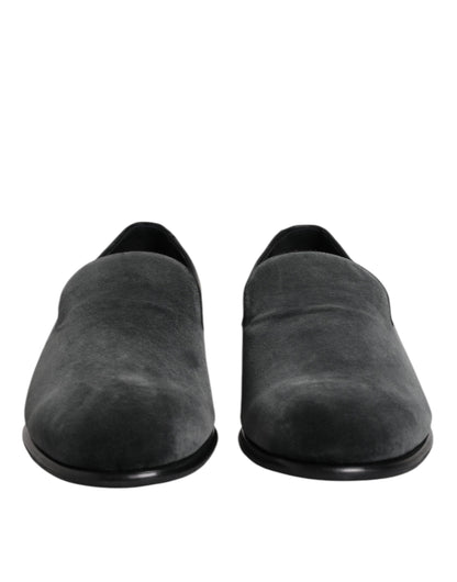 Black Velvet Slip On Loafers Formal Shoes