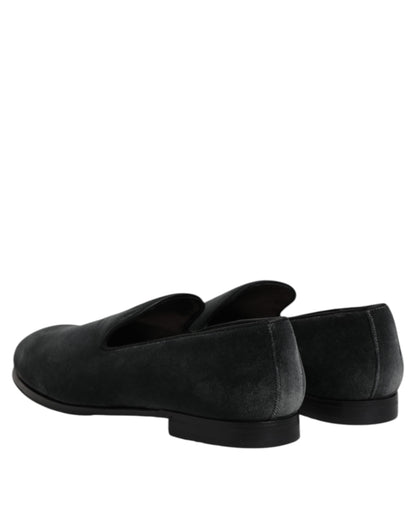 Black Velvet Slip On Loafers Formal Shoes