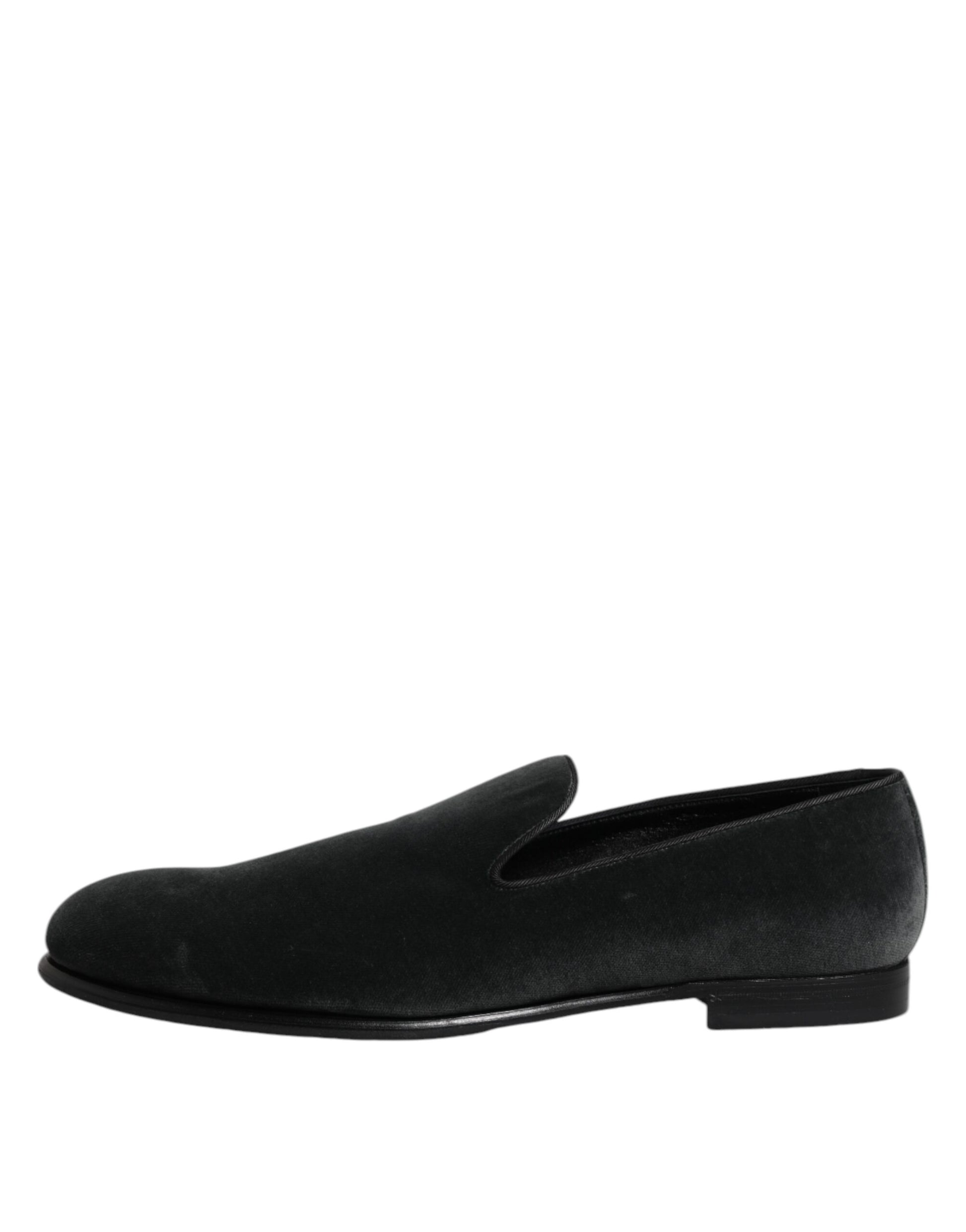 Black Velvet Slip On Loafers Formal Shoes