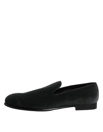 Black Velvet Slip On Loafers Formal Shoes