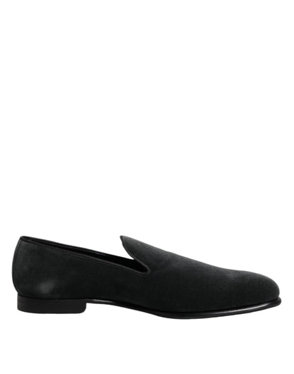 Black Velvet Slip On Loafers Formal Shoes