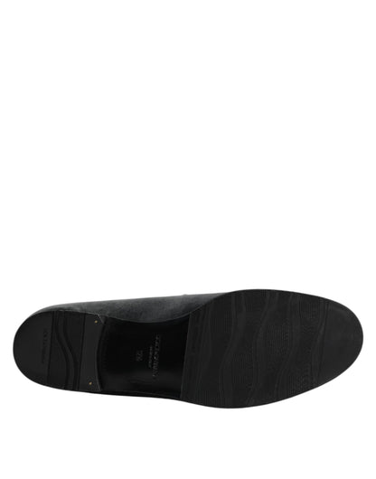 Black Velvet Slip On Loafers Formal Shoes
