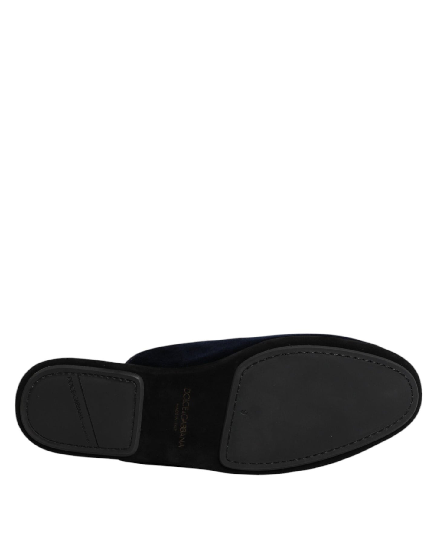 Dark Blue Viscose Velvet Slides Flat Slipper Shoes