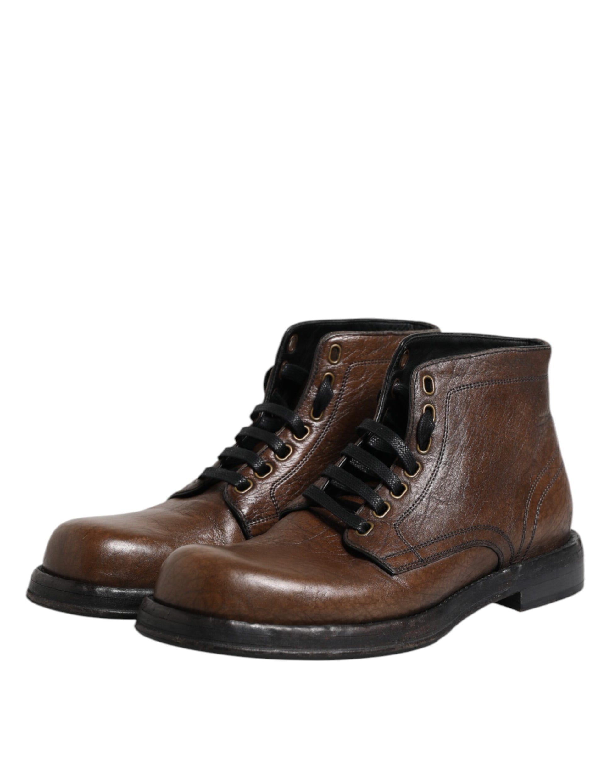Brown Leather Lace Up Men Ankle Boots Shoes