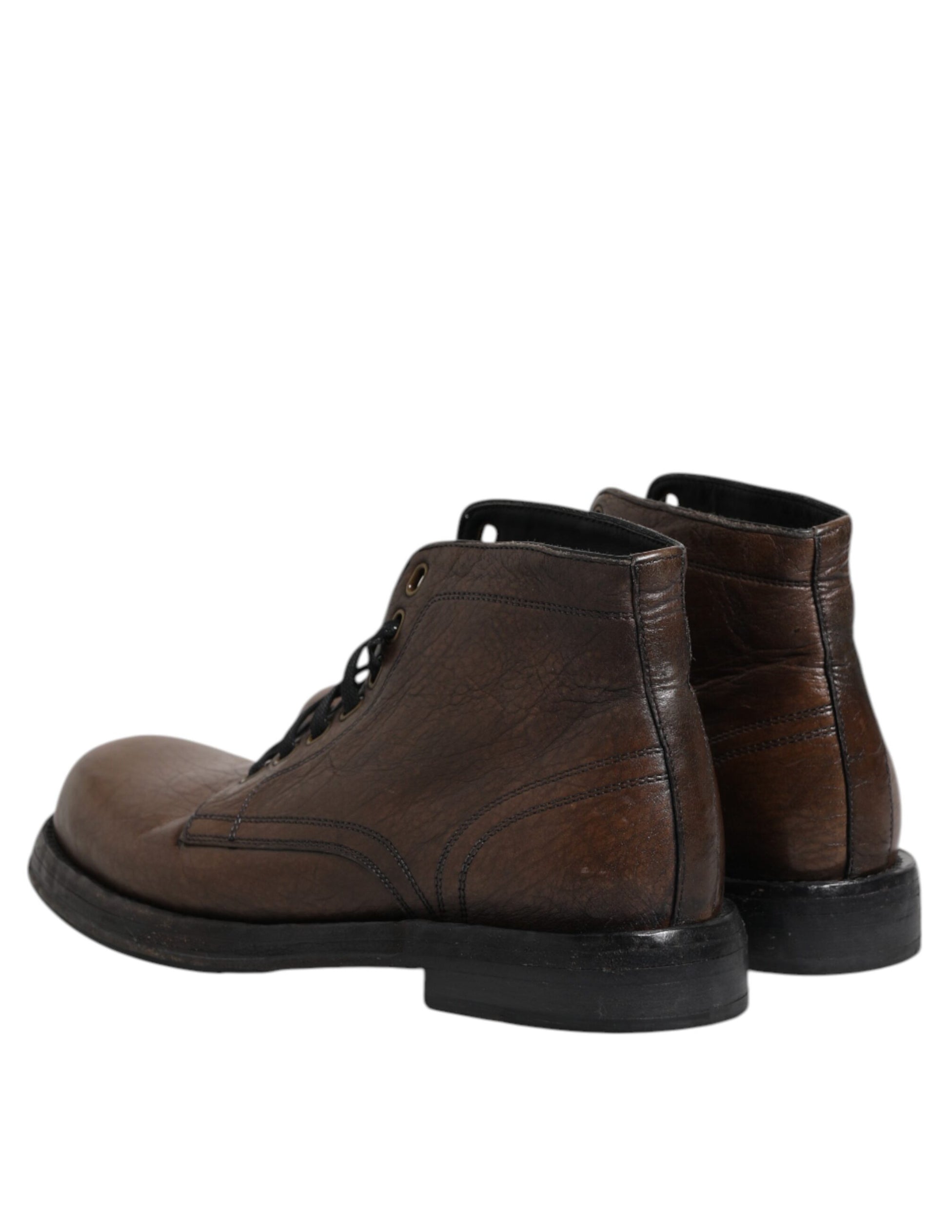 Brown Leather Lace Up Men Ankle Boots Shoes