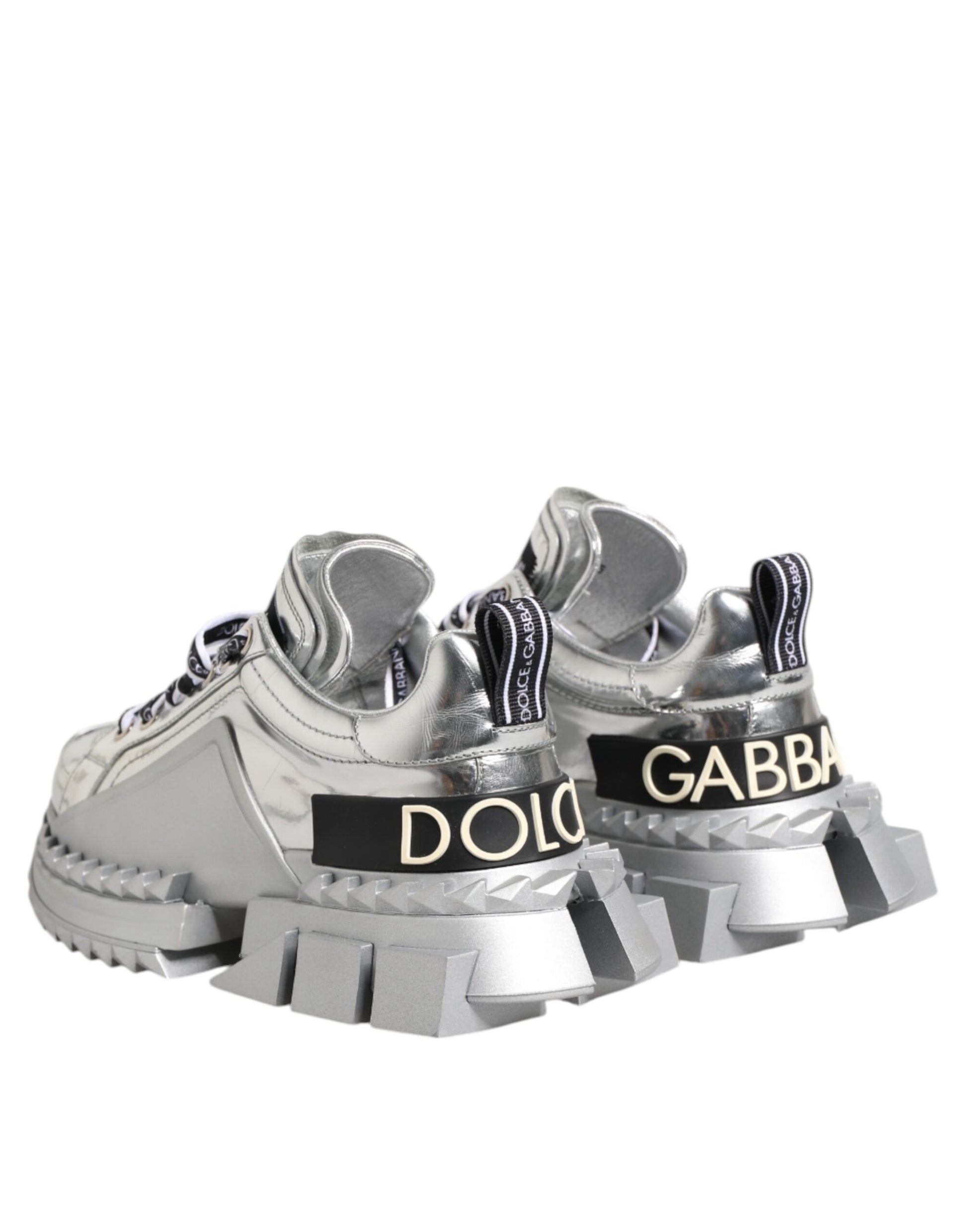 Silver Leather Super Queen Sneakers Shoes