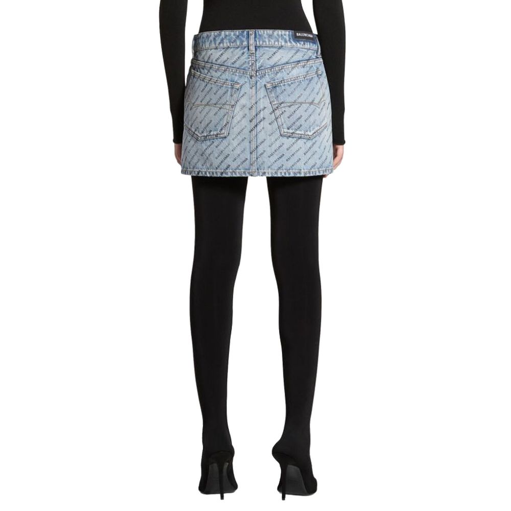 Logo Print Denim Skirt