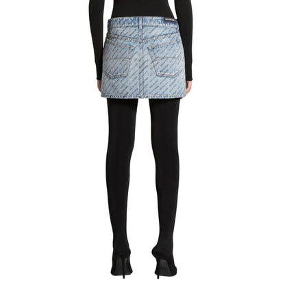 Logo Print Denim Skirt
