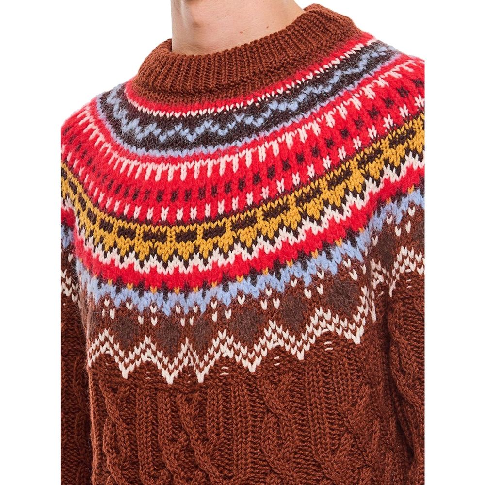 Fair Isle Intarsia Cable-knit Wool Jumper