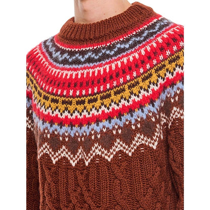 Fair Isle Intarsia Cable-knit Wool Jumper
