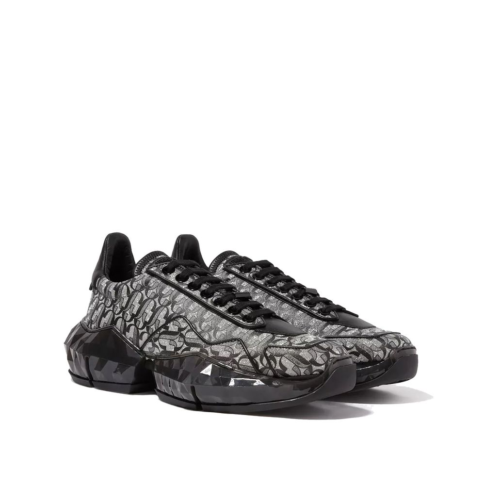 Diamond JC Monogram Glitter Leather Sneakers