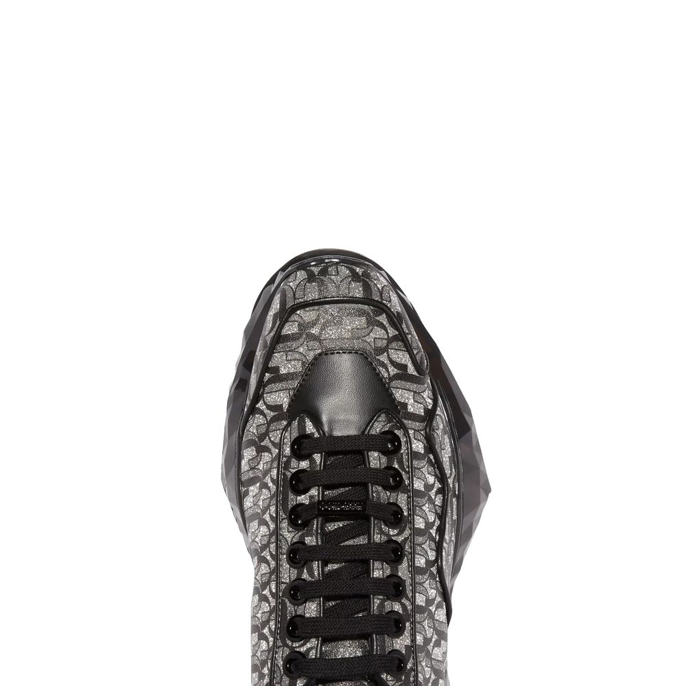 Diamond JC Monogram Glitter Leather Sneakers