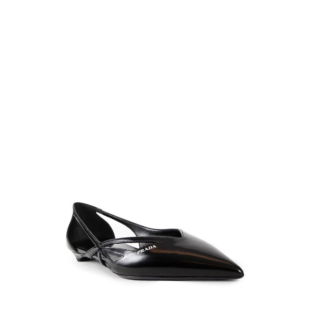 Brushed Leather Cut-Out Ballerina Flats