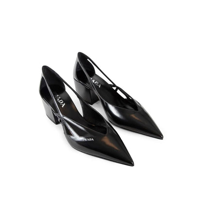 Brushed Leather Cut-Out Pumps