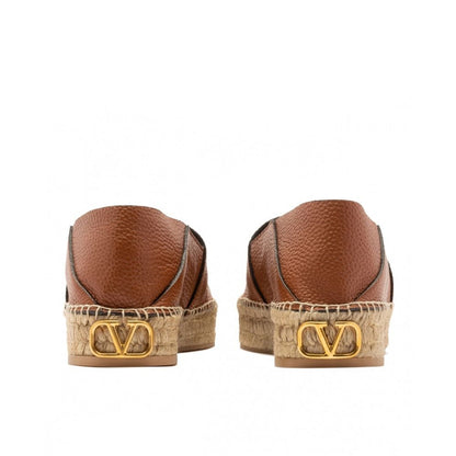 Logo-Plaque Leather Espadrilles