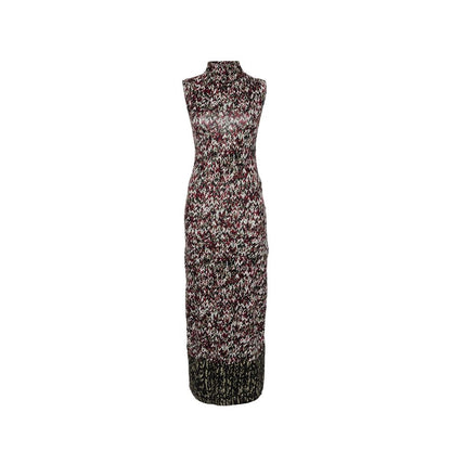Knit-Print Long Dress