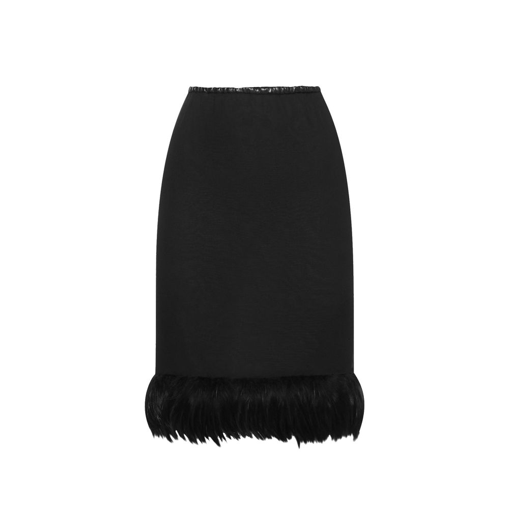 Feathers Trim Silk Skirt