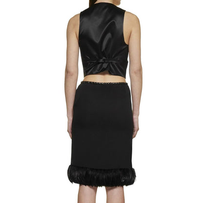 Feathers Trim Silk Skirt
