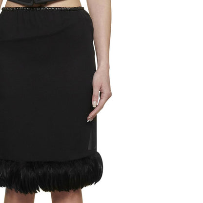 Feathers Trim Silk Skirt