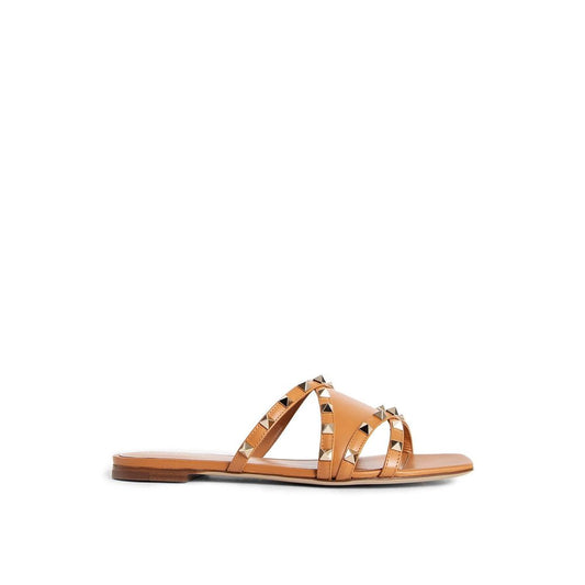 Rockstud Leather Flat Sandals