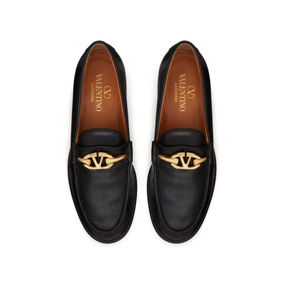 V-Logo Moon Leather Loafers
