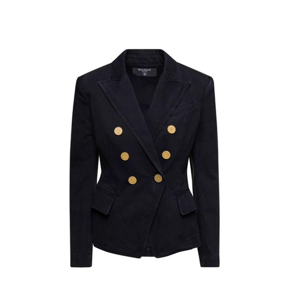 Double-Breasted Denim Blazer