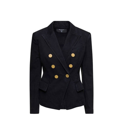 Double-Breasted Denim Blazer